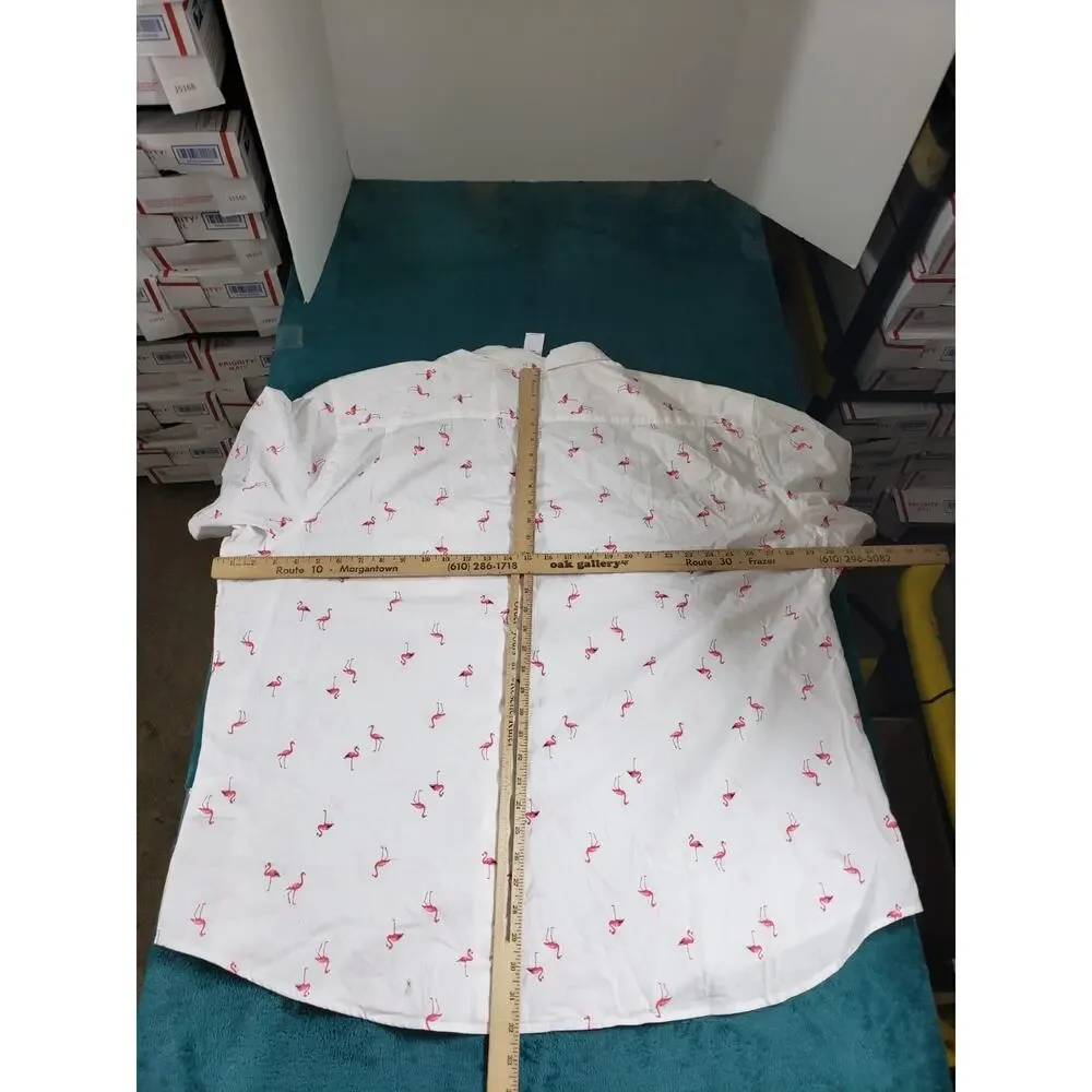 Old Navy Shirt Size 4XL XXXXL Mens Short Sleeve Button Up Flamingo NWT - Picture 8 of 10